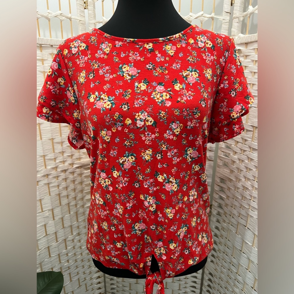 Red Floral Blouse